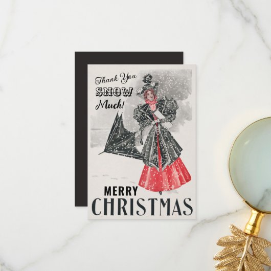 Vintage Kerstmis Custom Dank u Flat Kaart (Voorkant / Achterkant in situ)