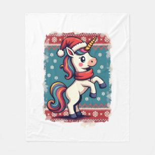 Vintage Kerstmis Dabbing Eenhoorn Regenboog Vakant Fleece Deken