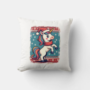 Vintage Kerstmis Dabbing Eenhoorn Regenboog Vakant Kussen