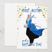 Vintage Kerstmis dame Vrolijke Kerstmis groet Feestdagenkaart (Voorkant / Achterkant)