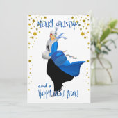 Vintage Kerstmis dame Vrolijke Kerstmis groet Feestdagenkaart (Staand voorkant)