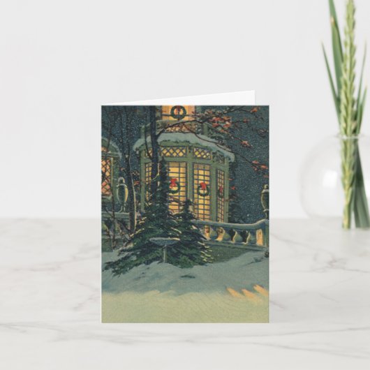 Vintage Kerstmis Dank u Bedankkaart (Voorkant)