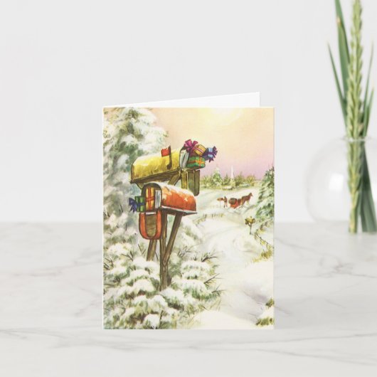 Vintage Kerstmis Dank u Bedankkaart (Voorkant)