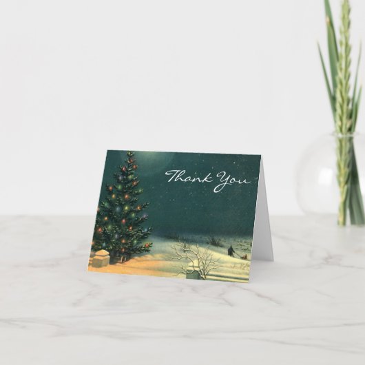 Vintage Kerstmis Dank u Bedankkaart (Voorkant)