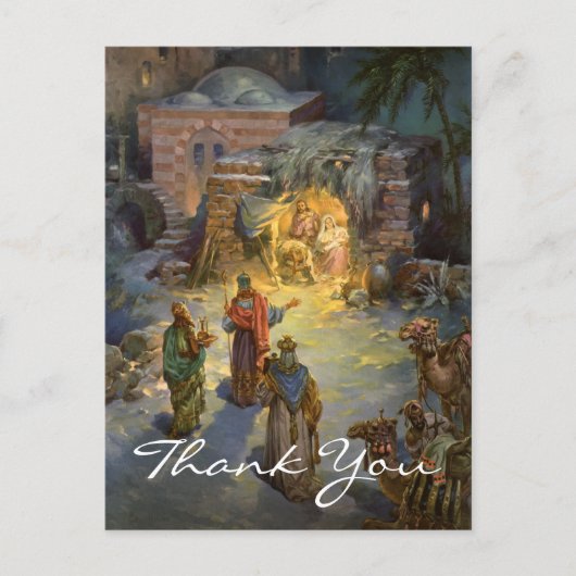 Vintage Kerstmis Dank u Briefkaart (Voorkant)