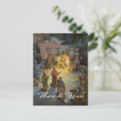 Vintage Kerstmis Dank u Briefkaart (Staand voorkant)