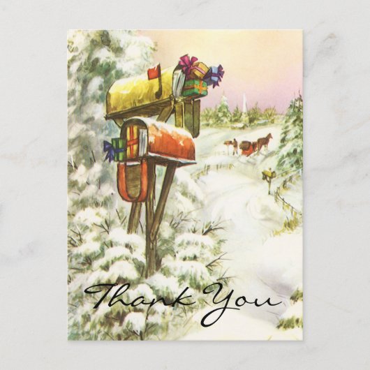 Vintage Kerstmis Dank u Briefkaart (Voorkant)