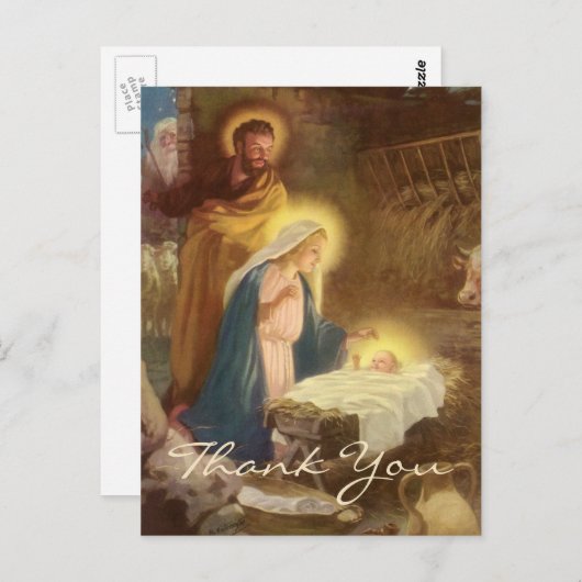 Vintage Kerstmis Dank u Briefkaart (Voorkant / Achterkant)