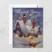Vintage Kerstmis Dank u Briefkaart (Voorkant / Achterkant)