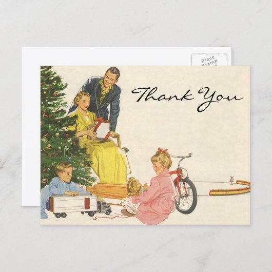 Vintage Kerstmis Dank u Briefkaart (Voorkant / Achterkant)