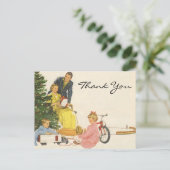Vintage Kerstmis Dank u Briefkaart (Staand voorkant)