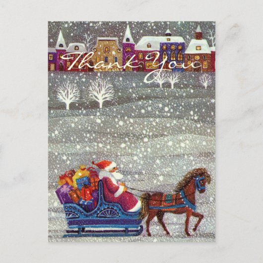 Vintage Kerstmis Dank u Briefkaart (Voorkant)