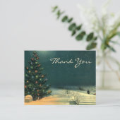 Vintage Kerstmis Dank u Briefkaart (Staand voorkant)