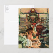 Vintage Kerstmis Dank u Feestdagenkaart (Voorkant / Achterkant)