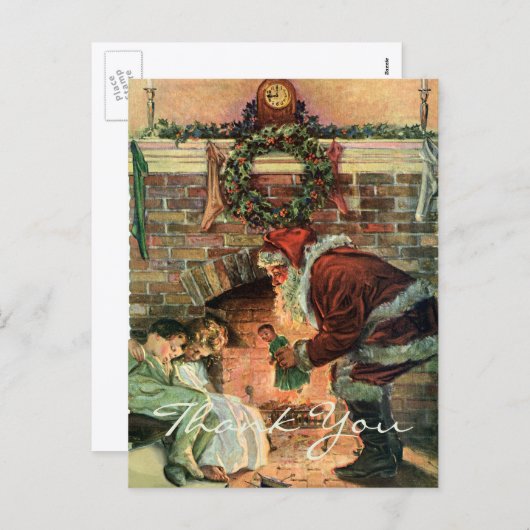 Vintage Kerstmis Dank u Feestdagenkaart (Voorkant / Achterkant)