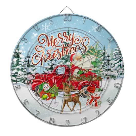 Vintage Kerstmis Dartbord (Voorkant)