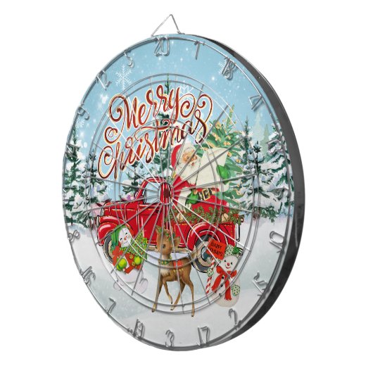 Vintage Kerstmis Dartbord (Voorkant Rechts)