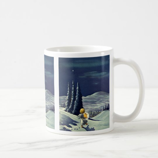 Vintage Kerstmis, de Engel die van de Sneeuw met Koffiemok