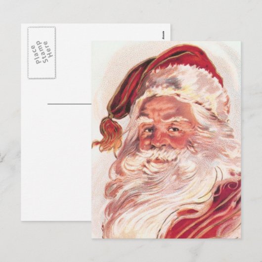 Vintage Kerstmis de Kerstman Feestdagenkaart (Voorkant / Achterkant)