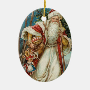 Vintage Kerstmis de Kerstman Keramisch Ornament