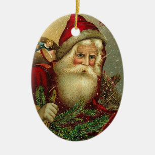 Vintage Kerstmis de Kerstman Keramisch Ornament