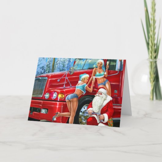 Vintage Kerstmis de Kerstman & speld-UPS Feestdagen Kaart (Voorkant)