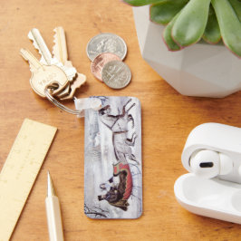 Vintage Kerstmis, de winter op de weg, slee paarde Sleutelhanger