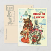 Vintage Kerstmis, Dieren Muziekband Feestdagenkaart (Voorkant / Achterkant)