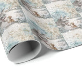 Vintage Kerstmis Donkey Kitten Cadeaupapier (Rol Hoek)