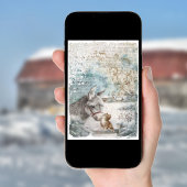 Vintage Kerstmis Donkey Kitten Feestdagen Kaart