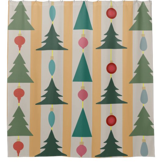 Vintage Kerstmis Douchegordijn (Voorkant)