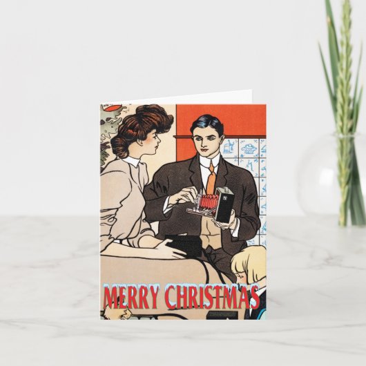 Vintage Kerstmis Edward Penfield Feestdagen Kaart (Voorkant)