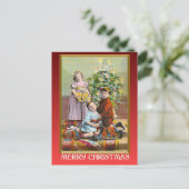 Vintage Kerstmis, Edwardiaanse familie Kerstmis Feestdagenkaart (Staand voorkant)