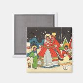 Vintage Kerstmis, een familie die muziek zingt Magneet (Voorkant / Achterkant)