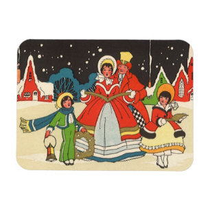 Vintage Kerstmis, een familie die muziek zingt Magneet