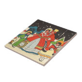 Vintage Kerstmis, een familie die muziek zingt Tegeltje (Zijkant)