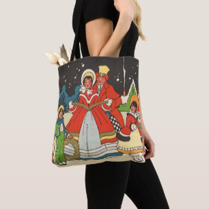 Vintage Kerstmis, een familie die muziek zingt Tote Bag