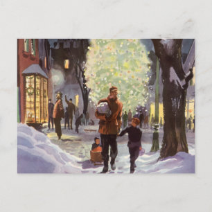 Vintage Kerstmis, eerwaarde winkelen met de Kinder Feestdagenkaart