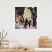 Vintage Kerstmis, eerwaarde winkelen met de Kinder Poster (Keuken)