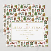 Vintage Kerstmis Elegant Gold Holiday Kaart (Voorkant / Achterkant)