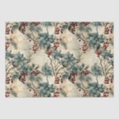 Vintage Kerstmis Elegante Rode Grijze Decoupage Tissuepapier (Voorkant)