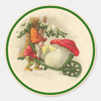 Vintage Kerstmis Elf 1910 Ronde Sticker