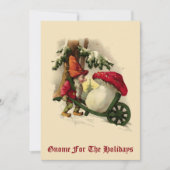 Vintage Kerstmis Elf of Gnome Feestdagenkaart (Voorkant)