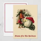 Vintage Kerstmis Elf of Gnome Feestdagenkaart (Voorkant / Achterkant)