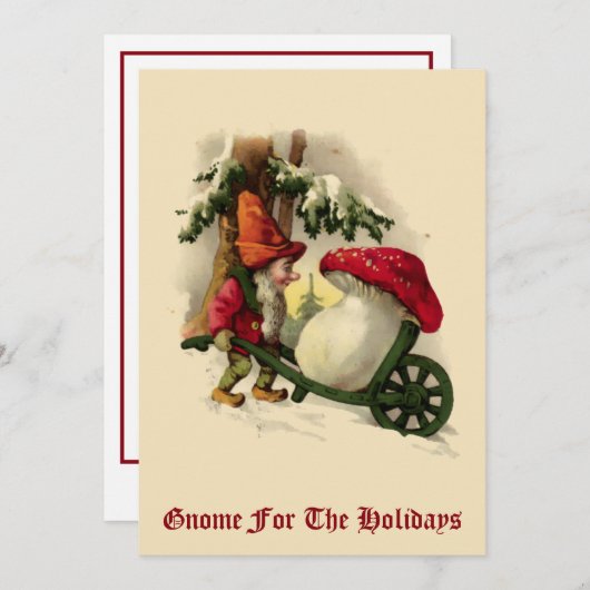 Vintage Kerstmis Elf of Gnome Feestdagenkaart (Voorkant / Achterkant)