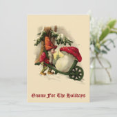 Vintage Kerstmis Elf of Gnome Feestdagenkaart (Staand voorkant)