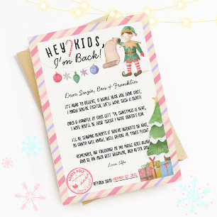 Vintage Kerstmis Elf Return Letter voor kinderen Kaart