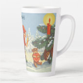 Vintage Kerstmis, Elves in het sneeuwbos Latte Mok (Rechts)