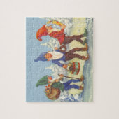 Vintage Kerstmis, Elves in het sneeuwbos Legpuzzel (Verticaal)