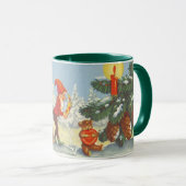 Vintage Kerstmis, Elves in het sneeuwbos Mok (Voorkant rechts)